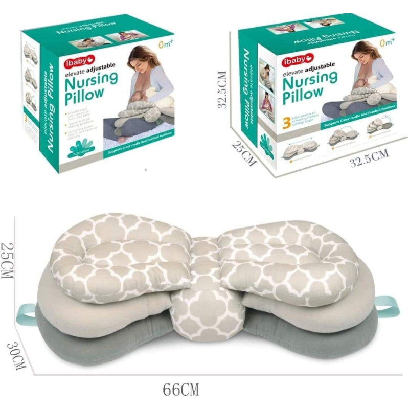 Nursing Pillow Multi Function Breastfeeding Pillow Maternity Nursing Pillow Baby Breastfeeding Pillow Baby Feeding Pillow Positioner Adjustable Height-Gray