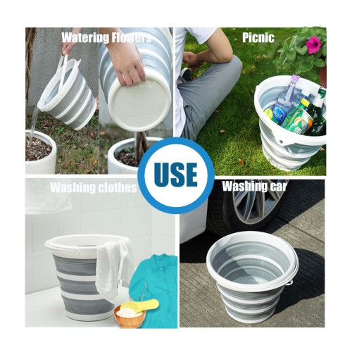 Portable Silicone Folding Bucket, Capacity:10L(GRAY) 2 PCS