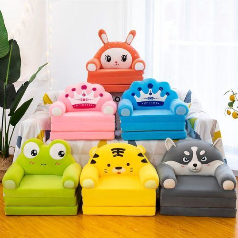 Children's Sofa Cute Cartoon Lazy Person Folding Small Sofa Bed Girl Princess Baby Infant Dual-Use Child Seat