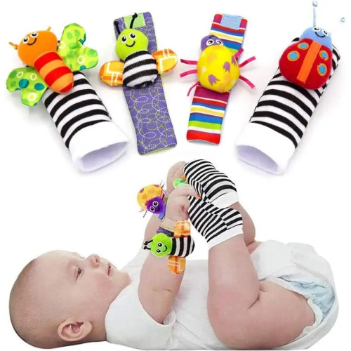 Wristband and Socks Rattle Toys, Sock Hanging Toy Infant Baby Cute Lovely Soft Baby Socks Toys Wrist Rattles Infant Toy(#1)