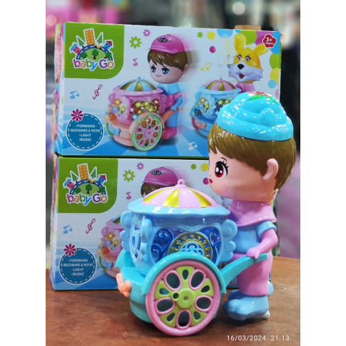 Friction Plastic Ice Cream Cart with Moving Head and Rotating Shade (Multicolor)