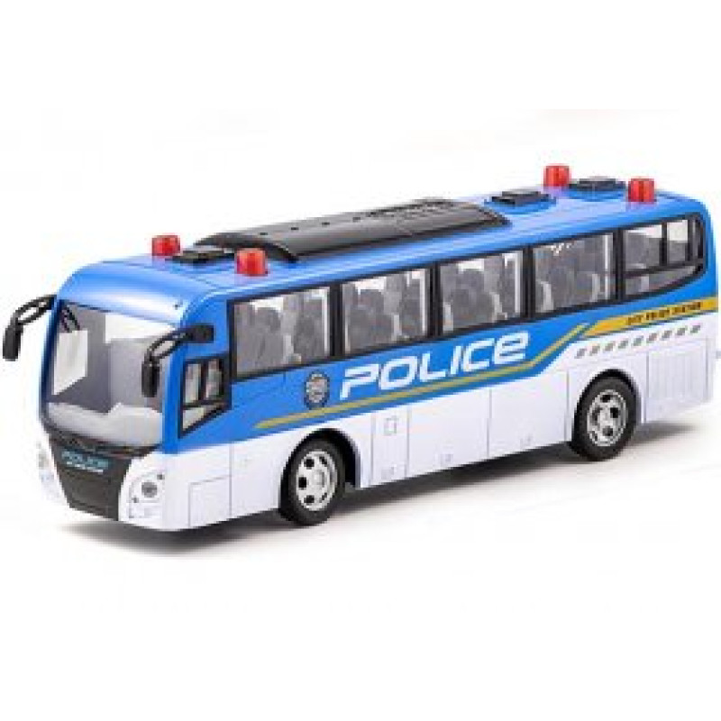 Plastics Blue-White Kids R/C Police Coach Bus Toy (لعبة باص الشرطه )