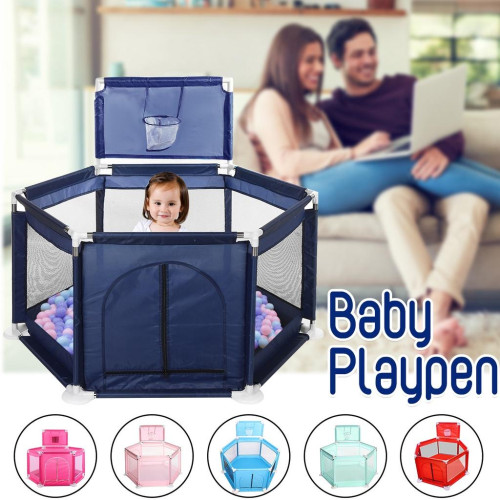 SURPCOS Baby Playpen, Playard for Baby - Safety Play Pen for Infant and Baby, with Basketball Board, 6-Panel (حاجز العاب وكرات )