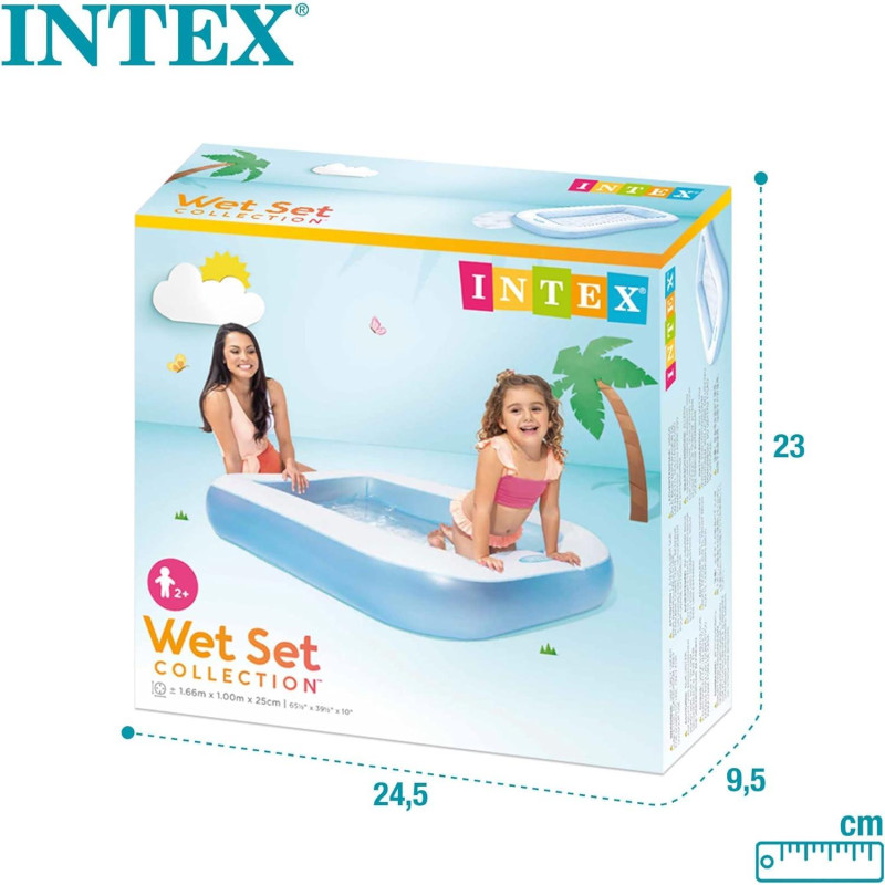 Rectangular Baby Pool With Soft Inflatable Floor 166*100*25 Cm