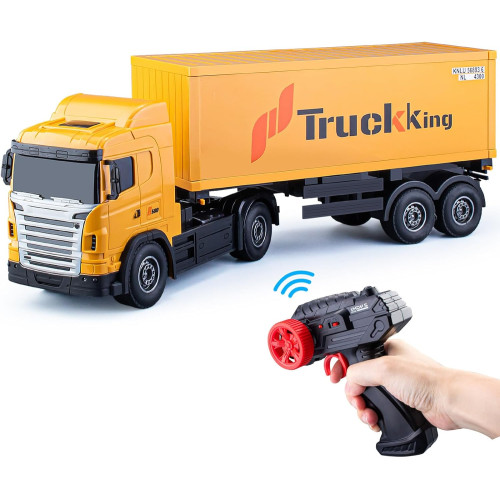 Semi Truck and Trailer with Lights, 22" Remote Control Kids Big Transport Carrier Vehicle, 2.4Ghz Tractor Trailer Trucks for Boys Girls Children